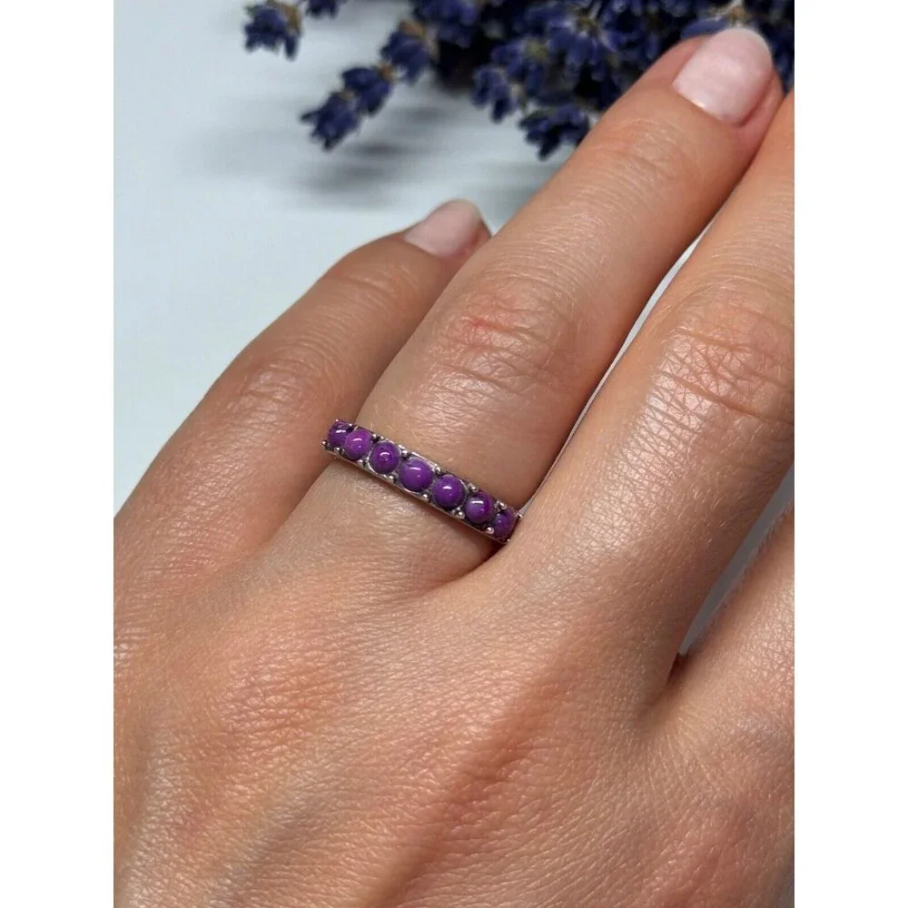 925 STERLING SILVER PURPLE AGATE RING SIZE 6